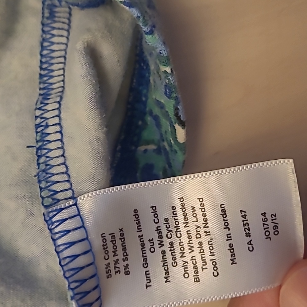 EUC Talbots Blue Patterned Boat Neck Cotton/Modal Blend Top - Picture 9 of 11